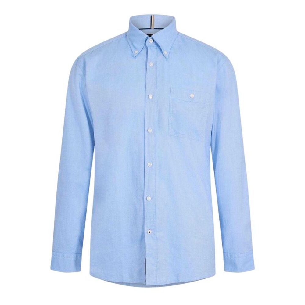 Boss Mens Plain Oxford Button-Down Shirt / Pastel Blue